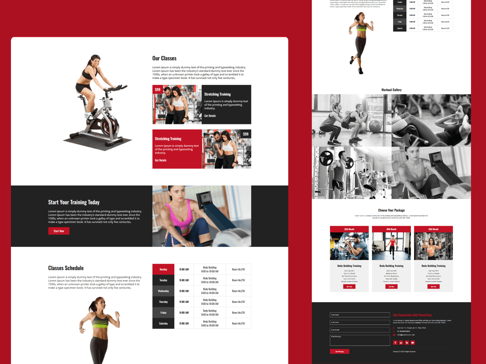 PowerCore Gym Website hover preview