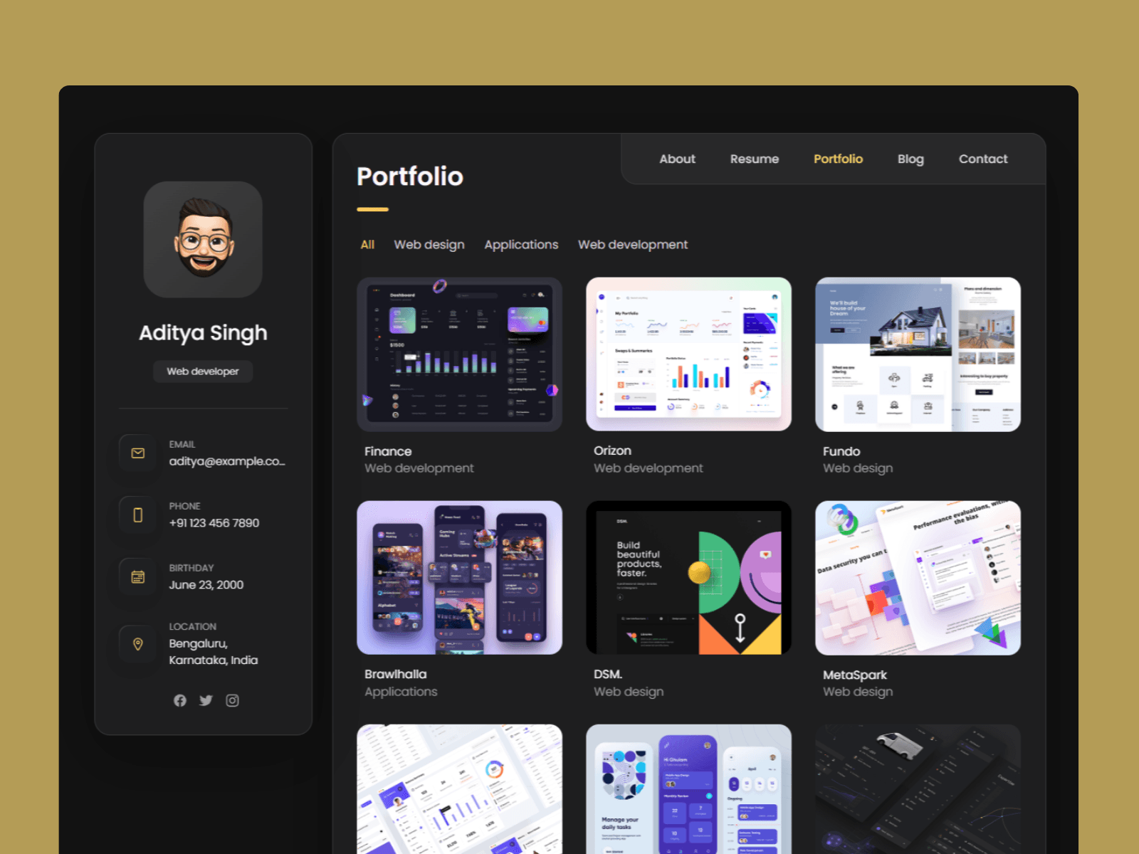 Aditya Singh – Personal Portfolio Website hover preview