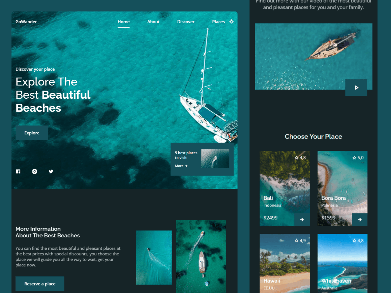 Gowander - Travel Portfolio hover preview