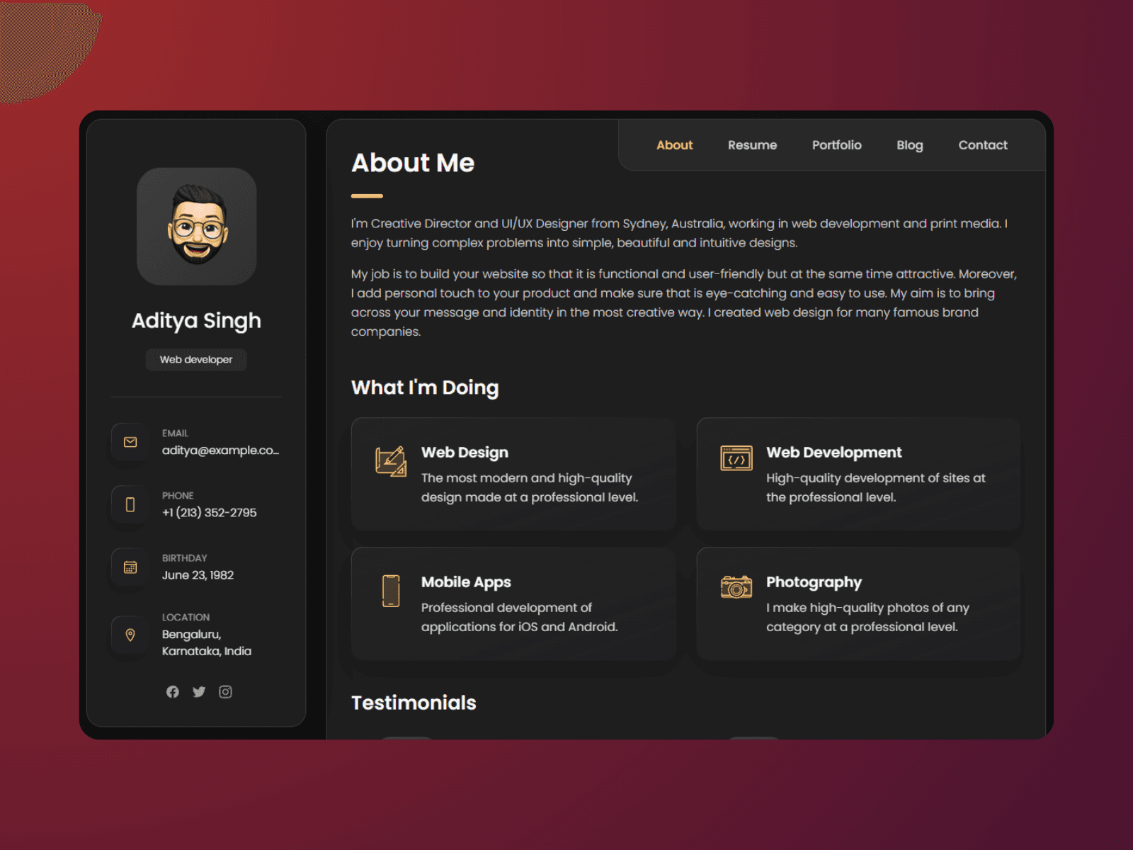 Aditya Singh Portfolio preview