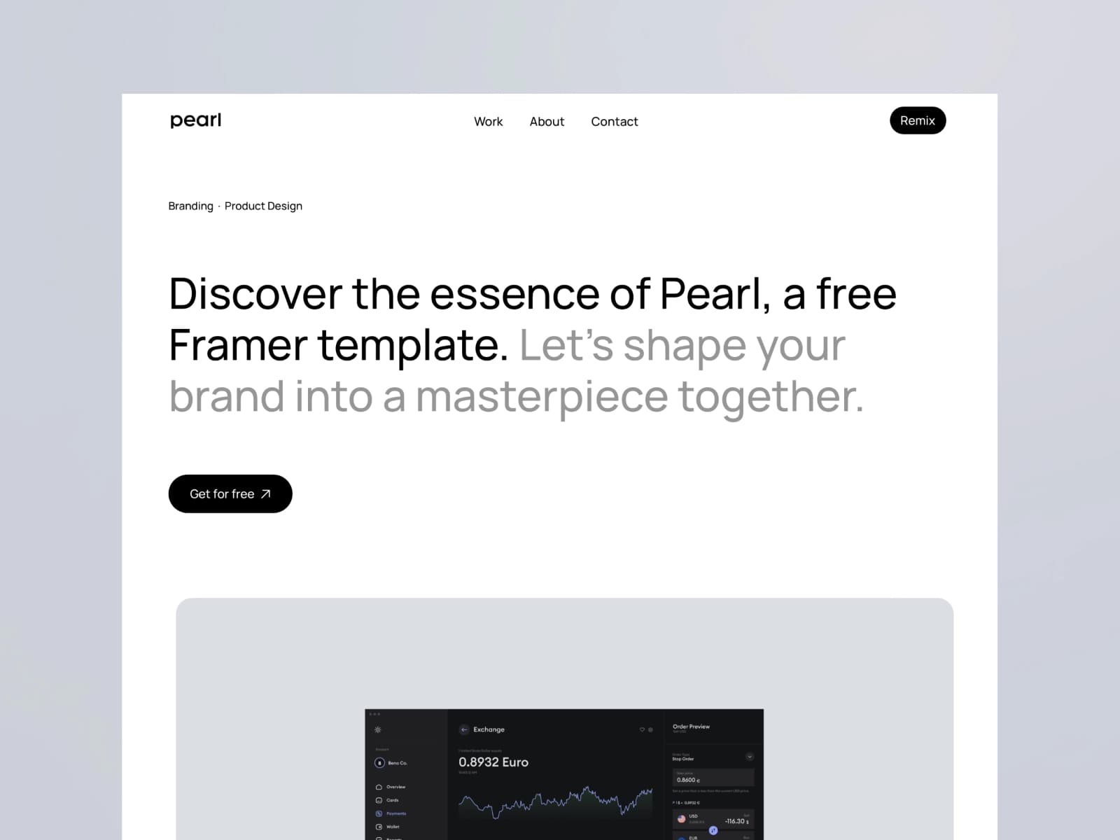 Pearl — Free Framer Creative Portfolio preview
