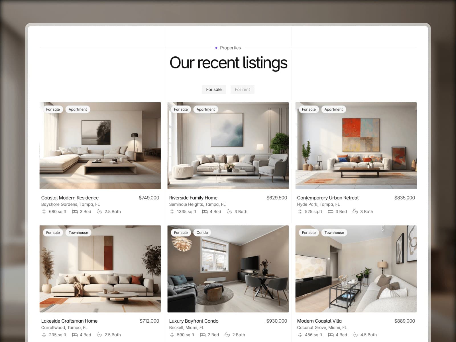 Luxterra — Real estate template hover preview