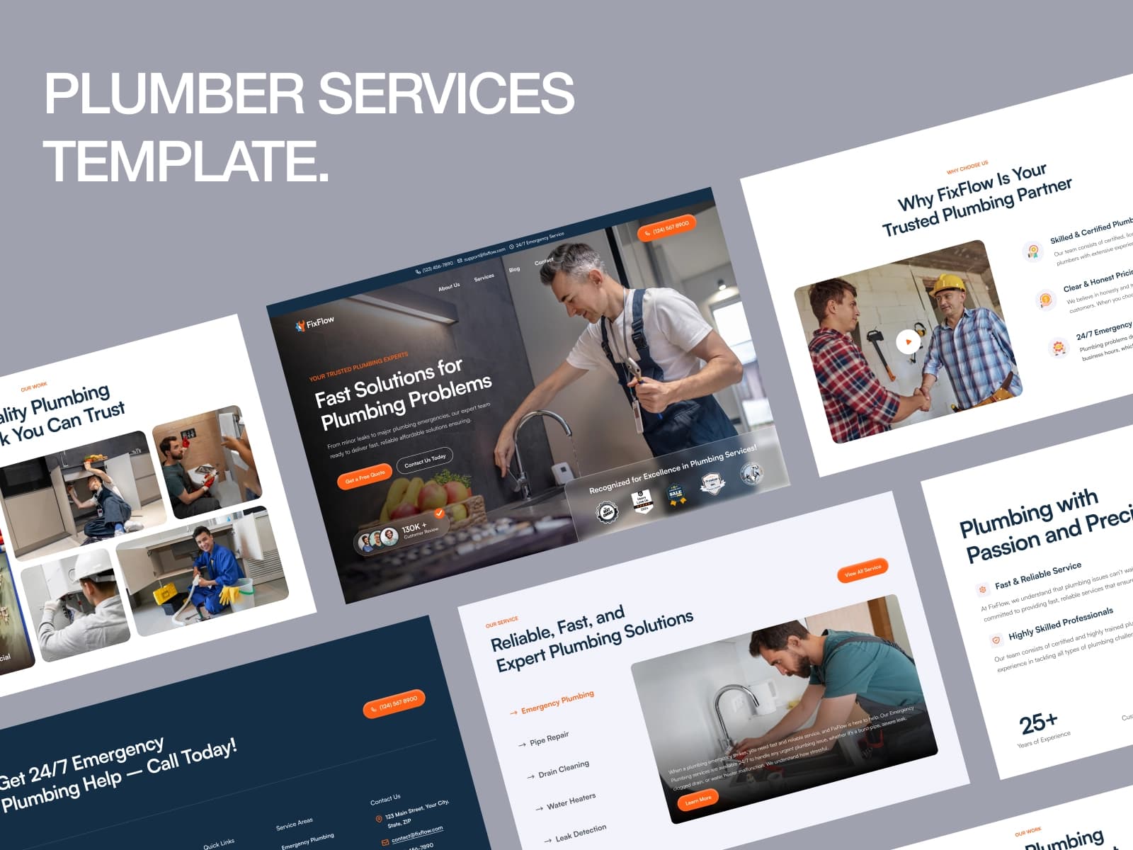 FixFlow — Plumbing Cleaning Service Template preview