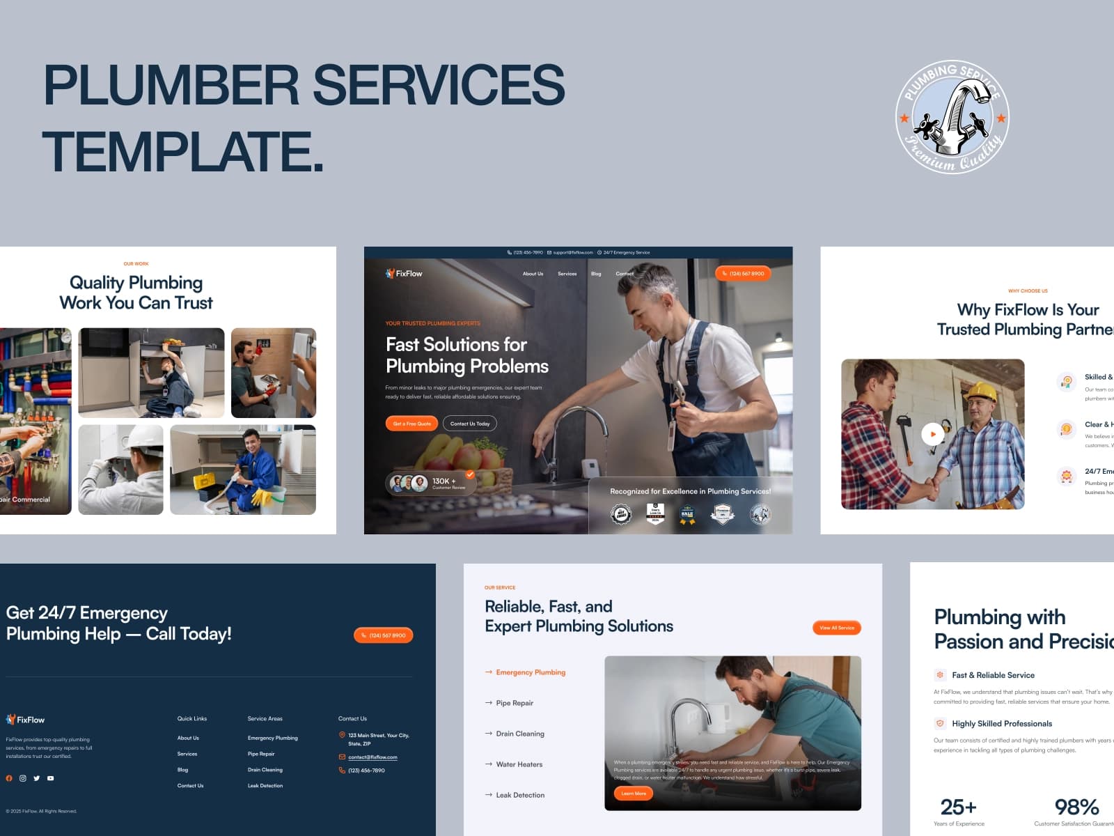 FixFlow — Plumbing Cleaning Service Template hover preview